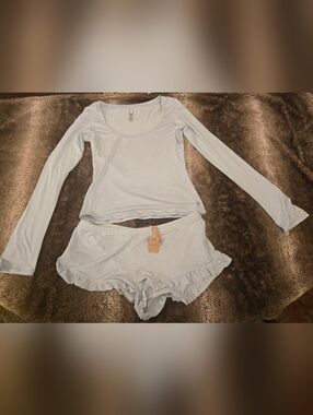 SKIMS NWT Size Small Baby Blue Short Sleep Set